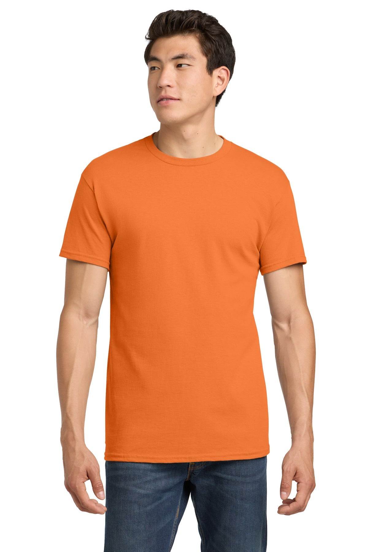 Front View of Tangerine Gildan - Heavy Cotton 100% Cotton T-Shirt. 5000