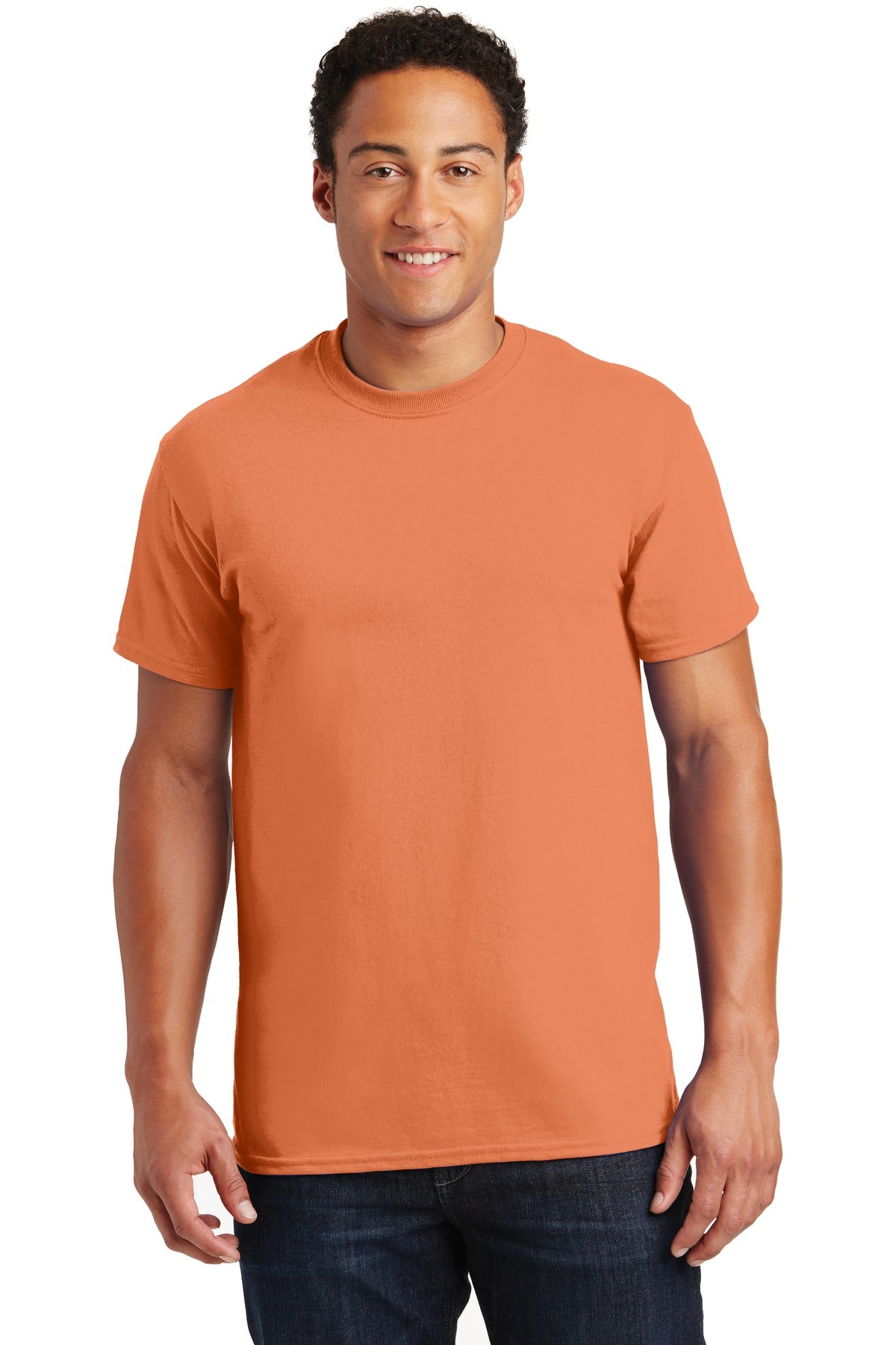 Front View of Tangerine Gildan - Ultra Cotton 100% US Cotton T-Shirt. 2000