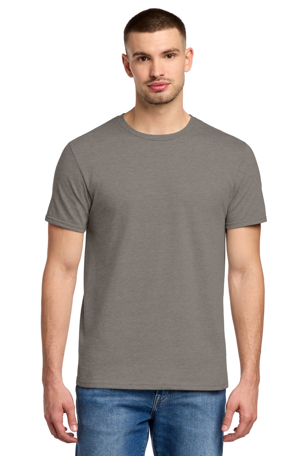 Front View of TaupeHthr Jerzees Premium Blend Ring Spun T-Shirt 560M