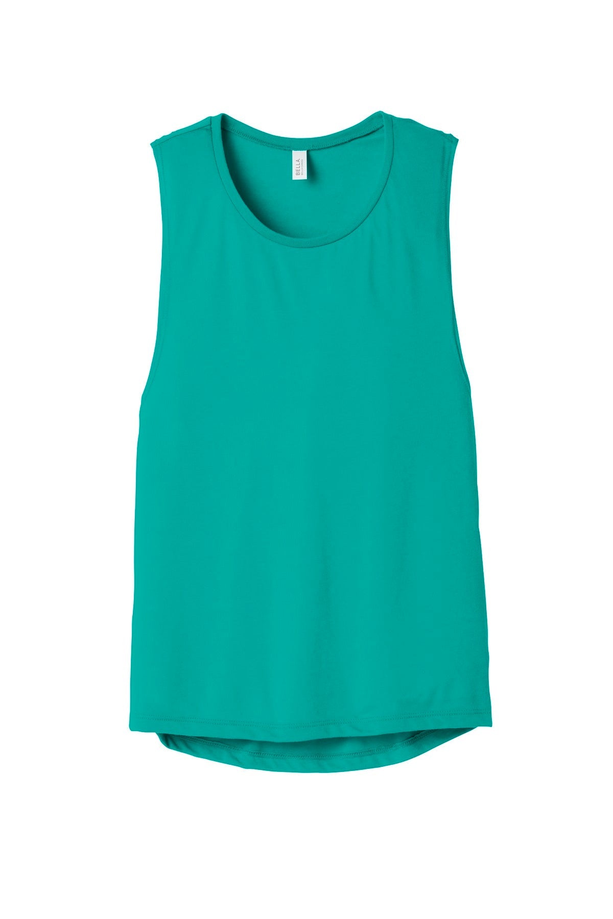 Front View of Teal BELLA+CANVAS Women's Flowy Scoop Muscle Tank. BC8803