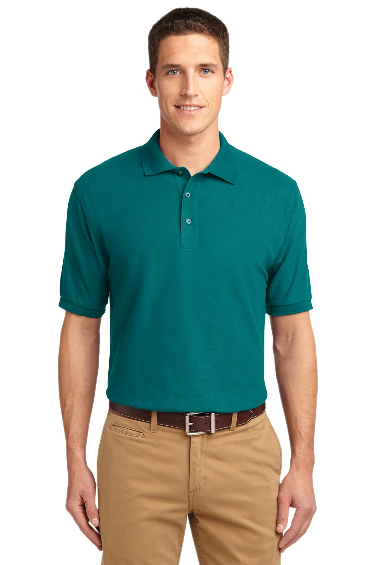 Front View of Teal Green Port Authority Extended Size Silk Touch Polo K500ES
