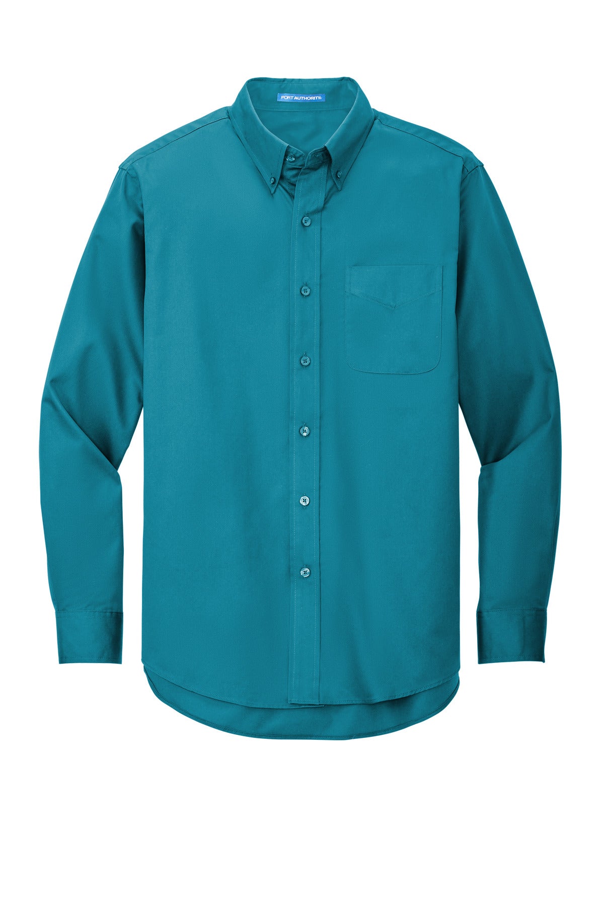 Front View of Teal Green Port Authority Long Sleeve Easy Care Shirt S608