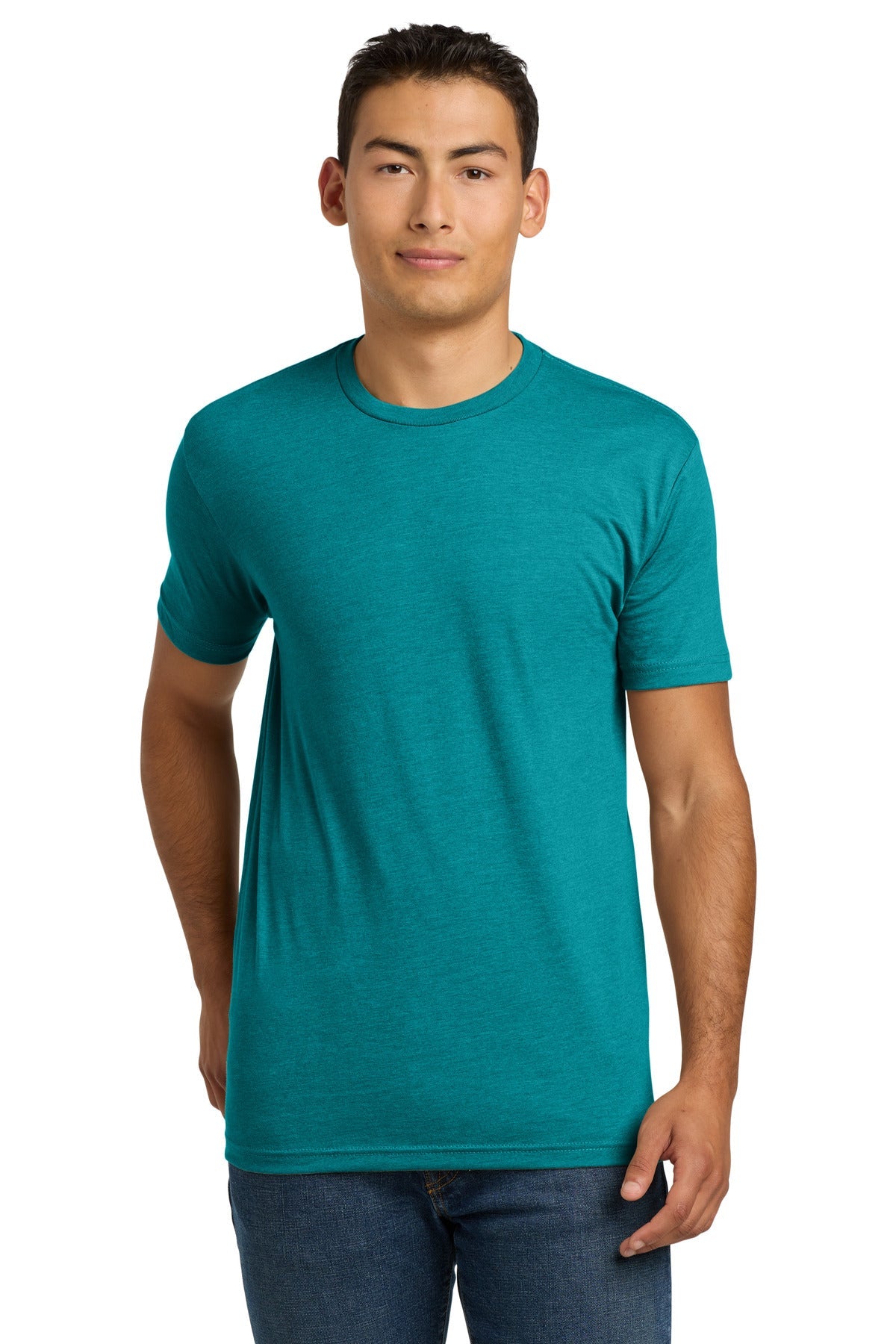 Front View of Teal Next Level Apparel Adult CVC Tee. NL6210