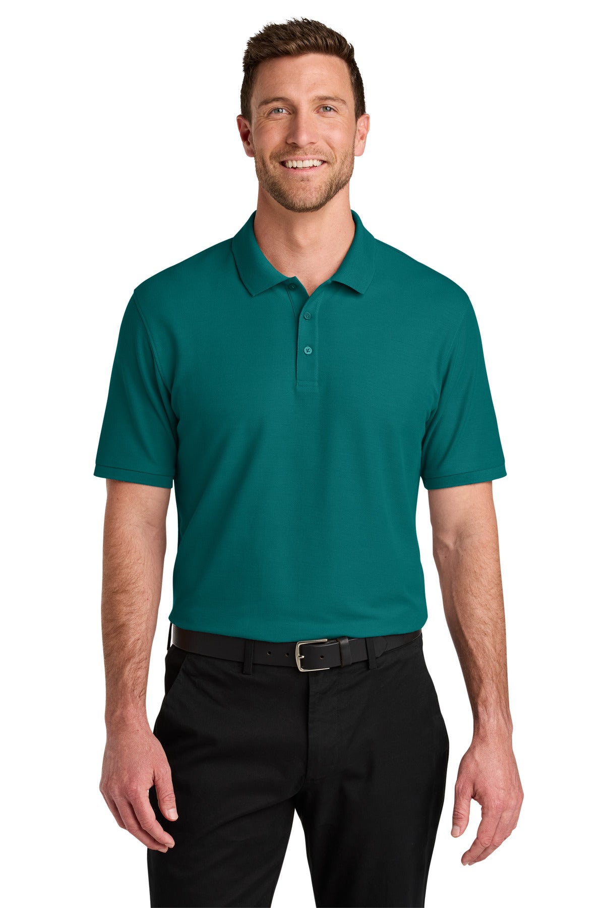 Front View of TealGreen Port Authority Wearever Signature Pique Polo K200
