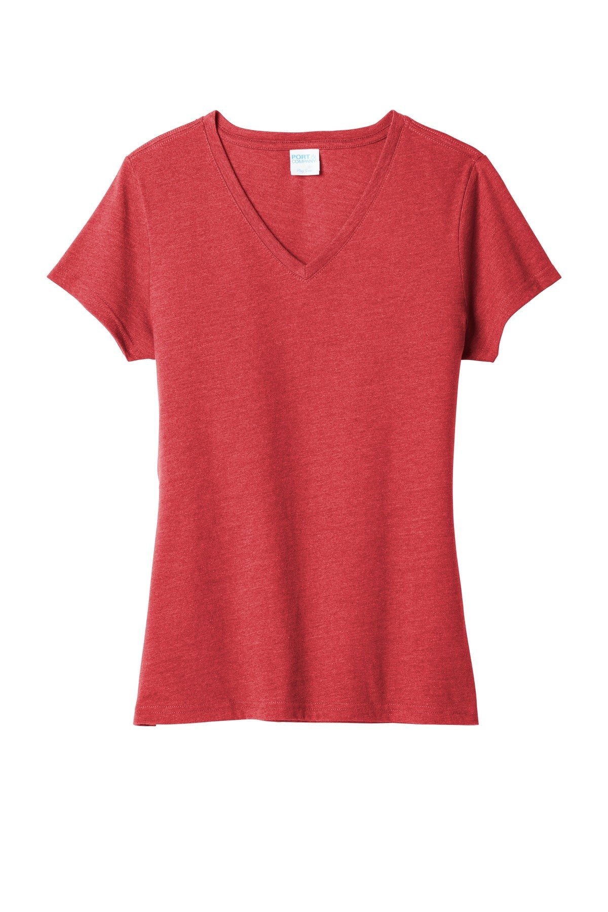 Front View of Team Card Hthr Port & Co Women's Fan Favorite Blend V-Neck Tee. LPC455V