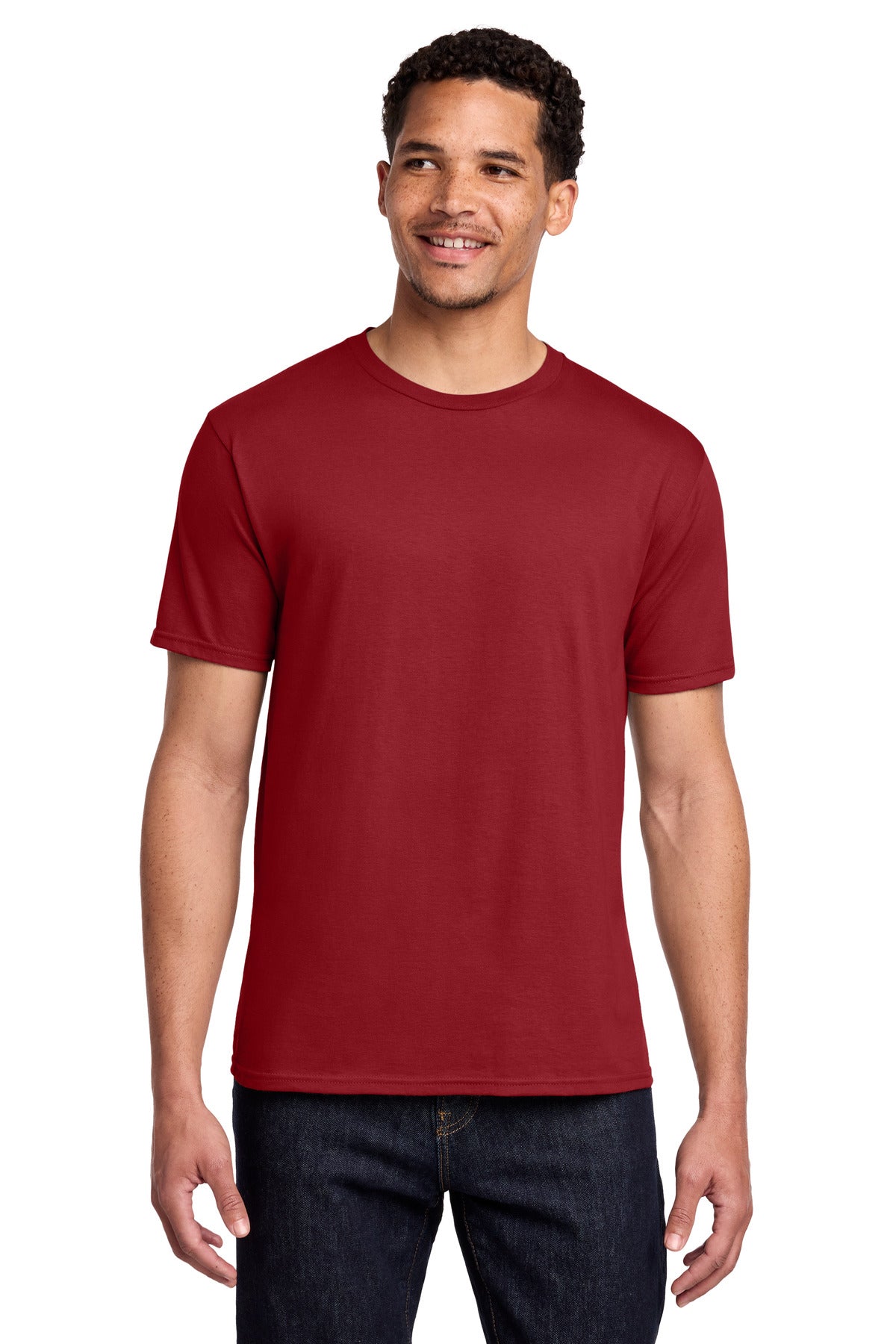 Front View of Team Cardinal Port & Co Fan Favorite Tee. PC450
