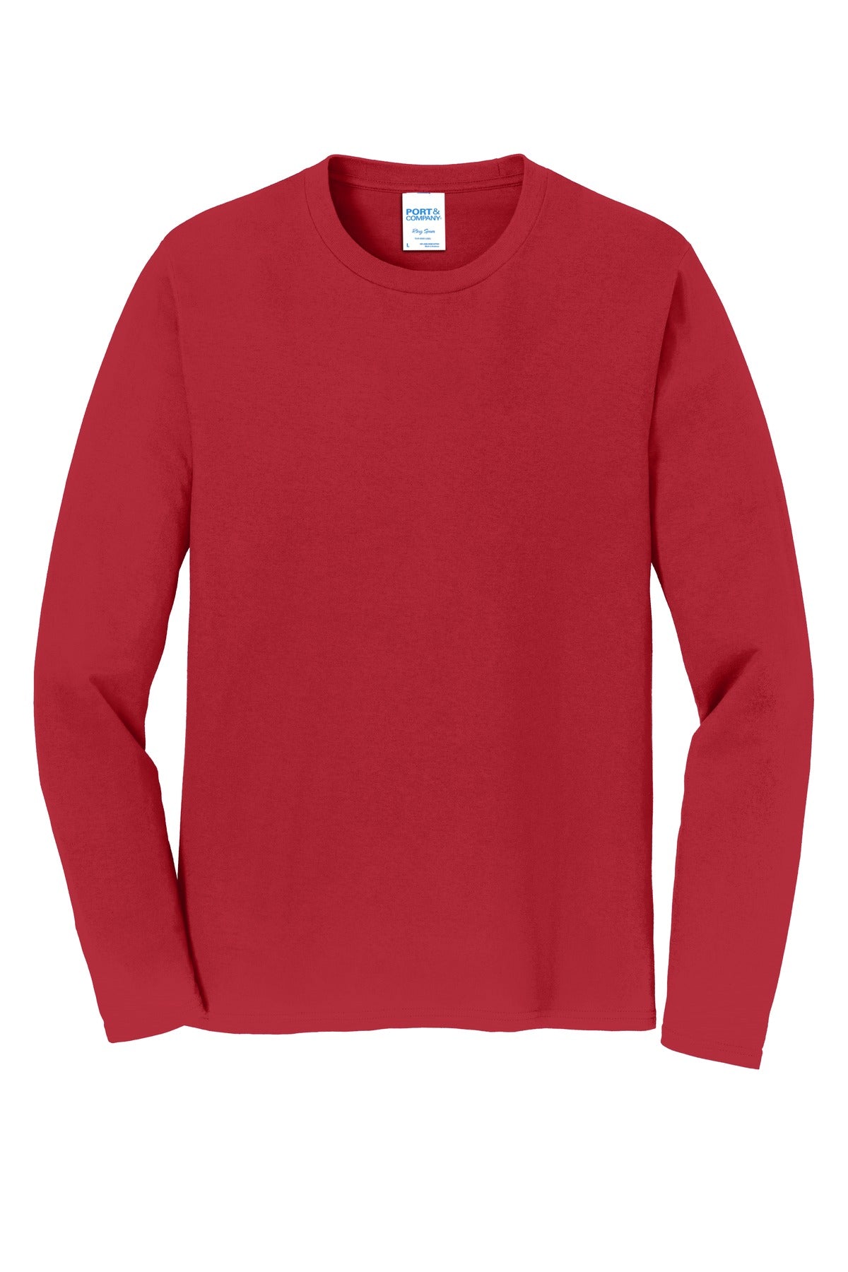 Front View of Team Cardinal Port & Co Long Sleeve Fan Favorite Tee. PC450LS