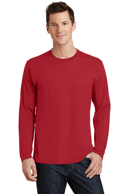 Front View of Team Cardinal Port & Co Long Sleeve Fan Favorite Tee. PC450LS