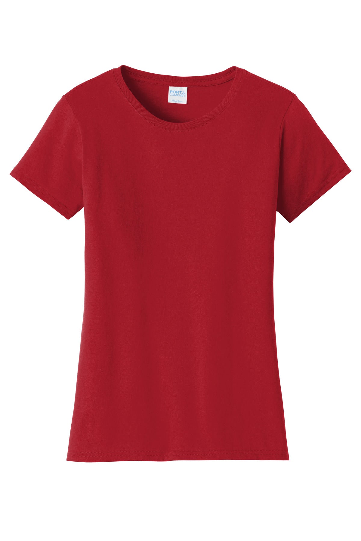 Front View of Team Cardinal Port & Co Women's Fan Favorite Tee. LPC450