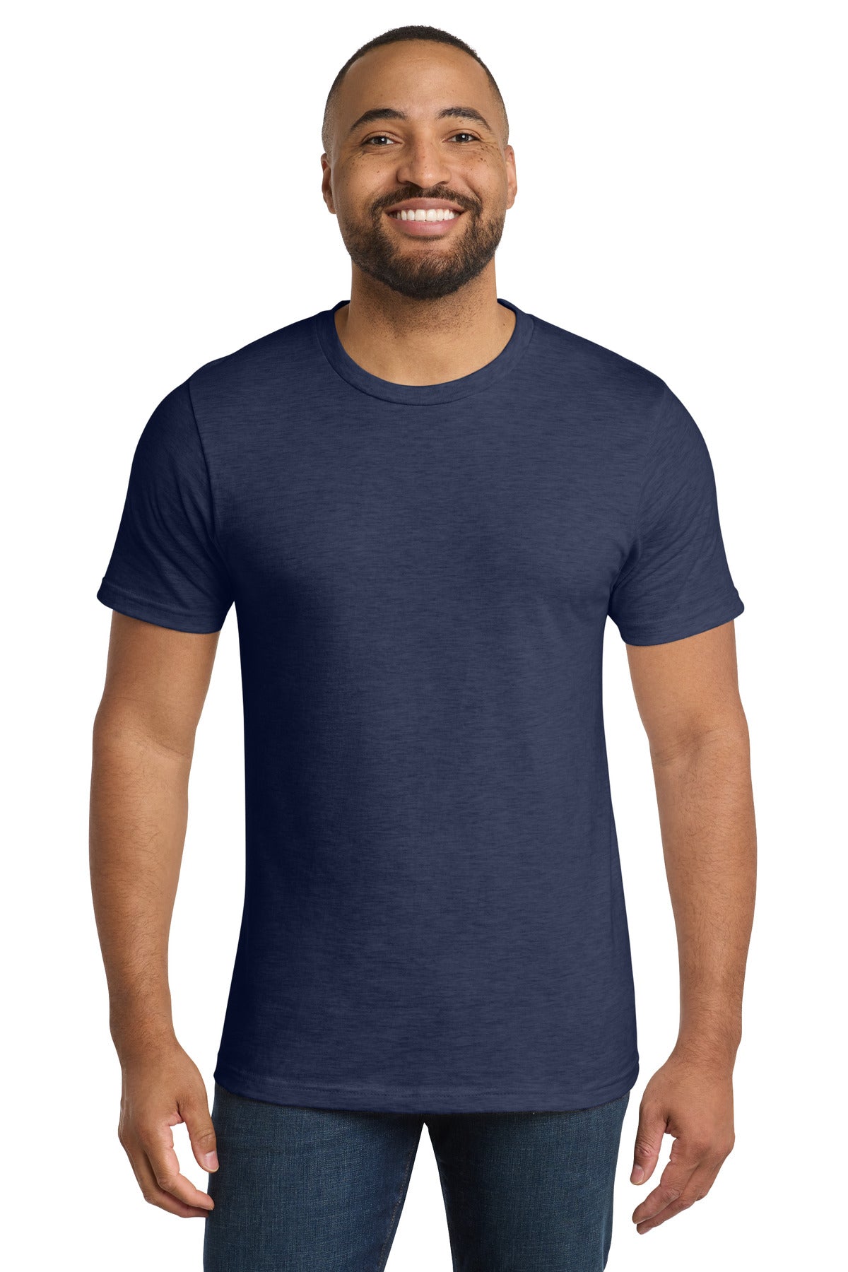 Front View of Team Navy Hthr Port & Co Bouncer Tee PC600