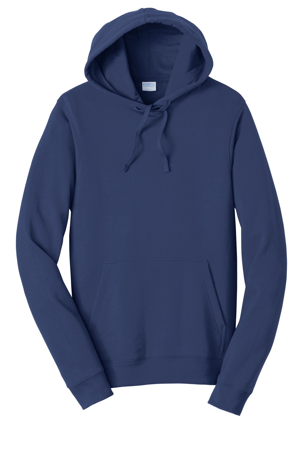 Front View of Team Navy Port & Co Fan Favorite Fleece Pullover Hooded Sweatshirt. PC850H