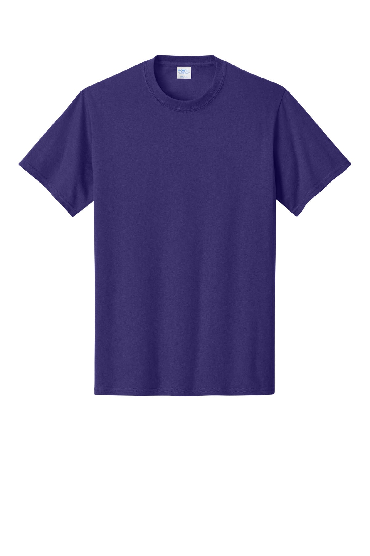 Front View of Team Purple Port & Co Core Cotton Tee. PC54