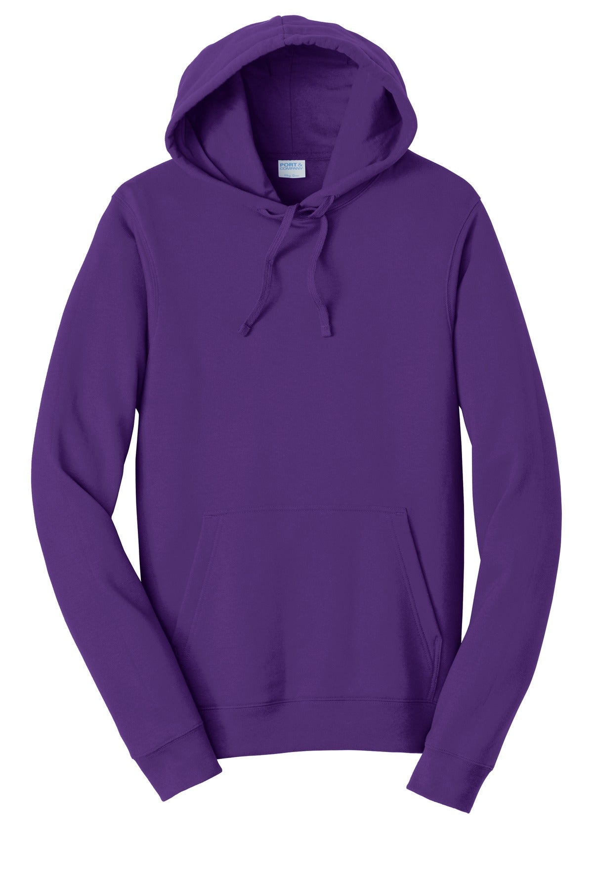 Front View of Team Purple Port & Co Fan Favorite Fleece Pullover Hooded Sweatshirt. PC850H