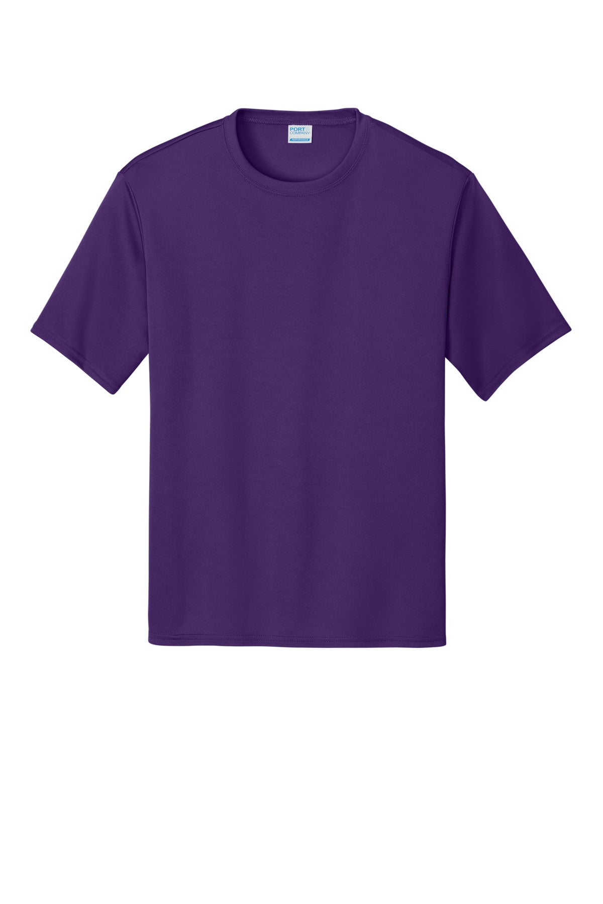 Front View of Team Purple Port & Co Performance Tee. PC380