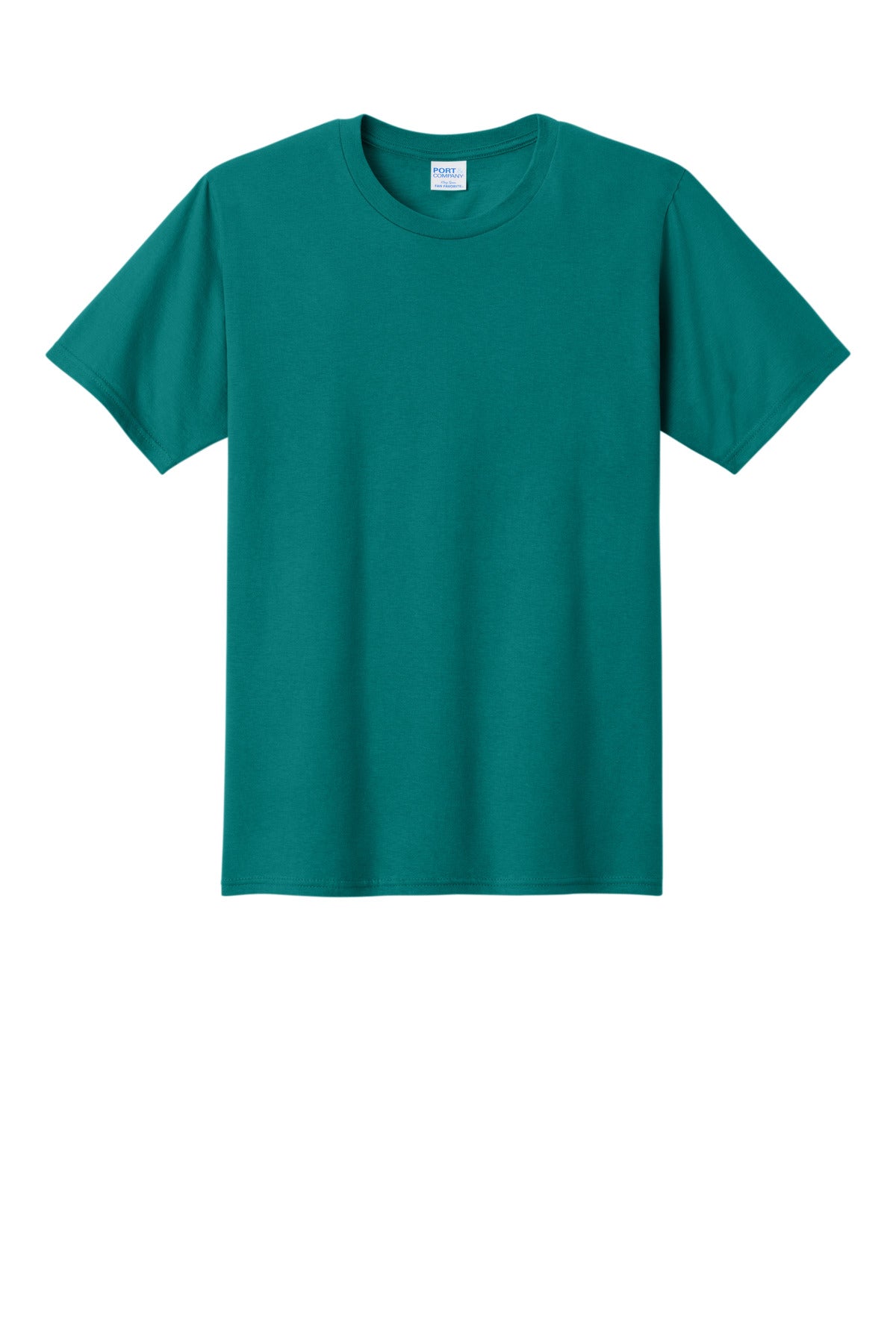 Front View of Team Teal Port & Co Fan Favorite Tee. PC450