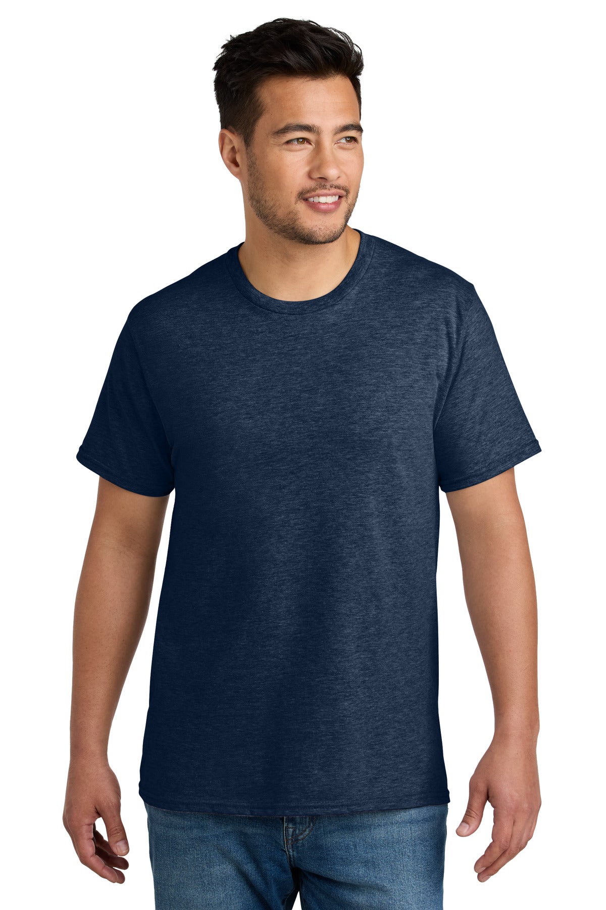 Front View of TeamNavyHt Port & Co CVC Tee PC340