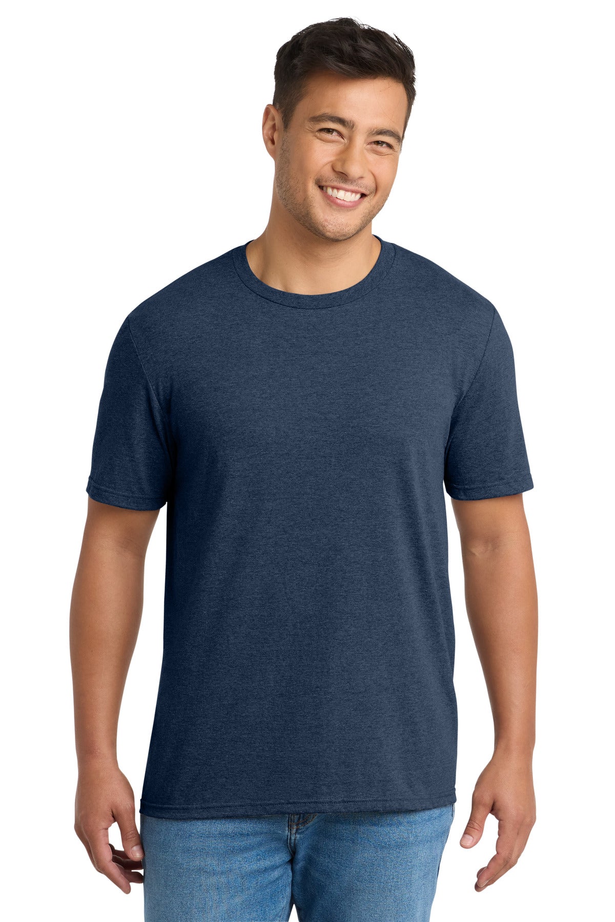 Front View of TeamNavyHt Port & Co Tri-Blend Tee. PC330