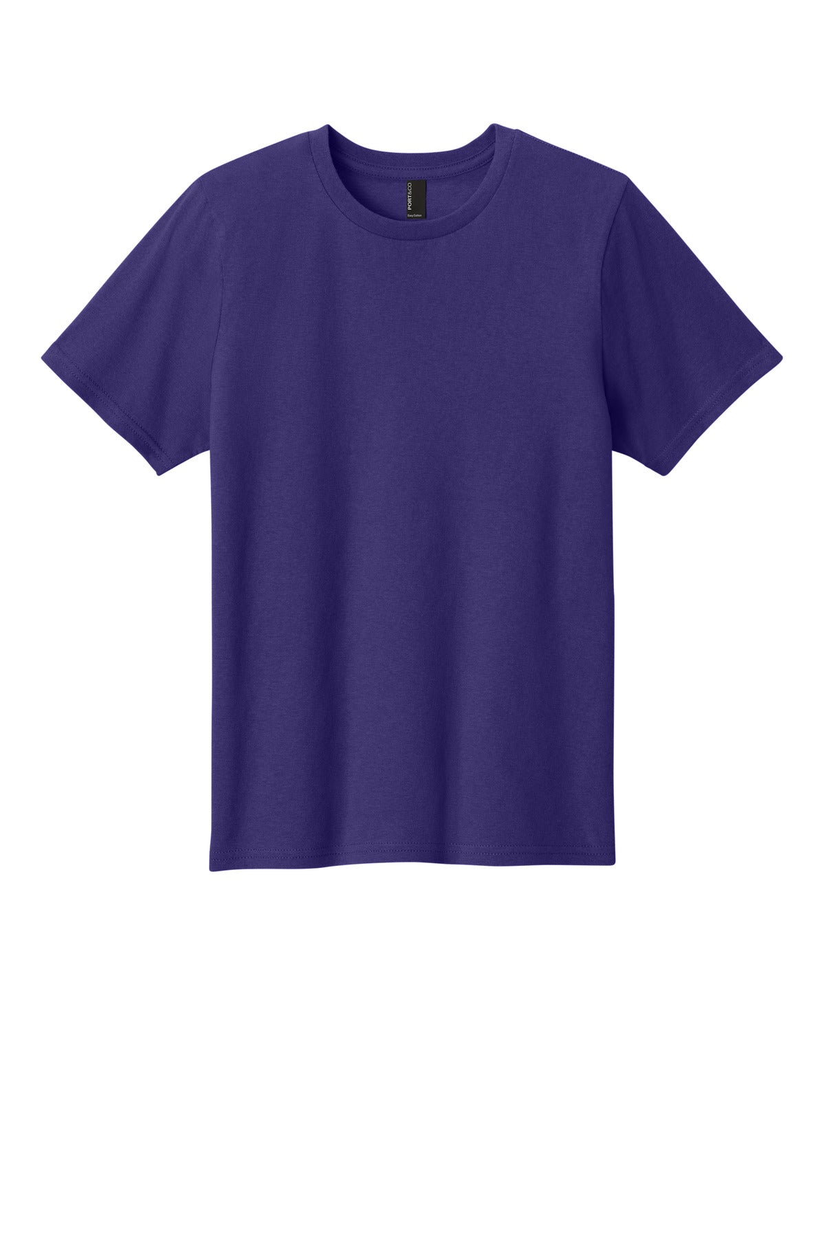 Front View of TeamPurple Port & Co Youth Easy Cotton Tee PC43Y