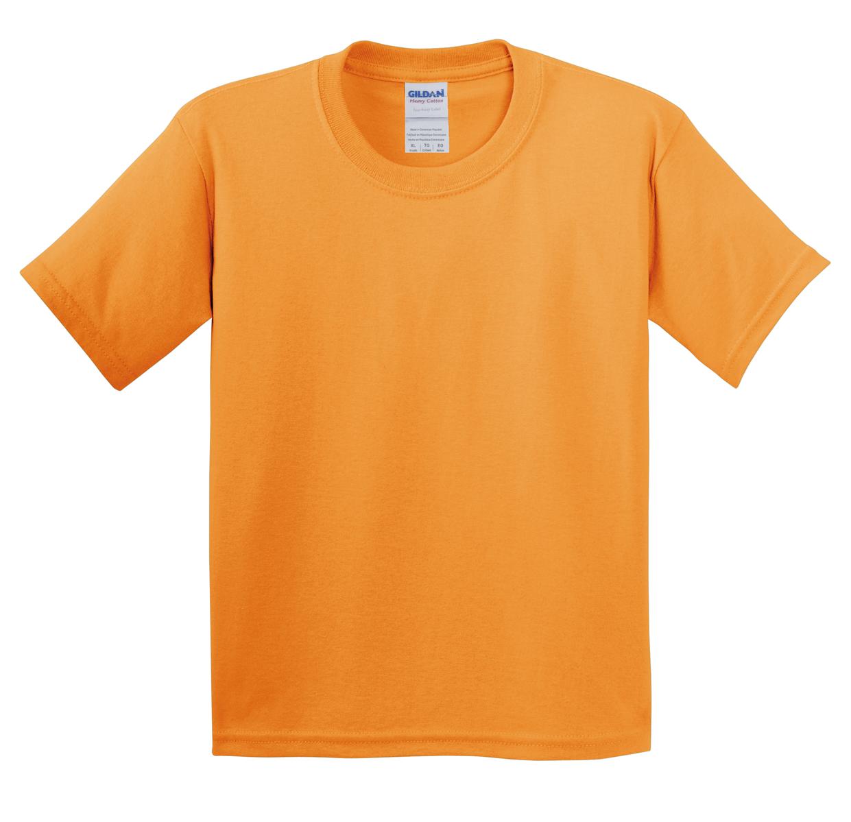 Front View of Tennessee Orng Gildan - Youth Heavy Cotton 100% Cotton T-Shirt. 5000B