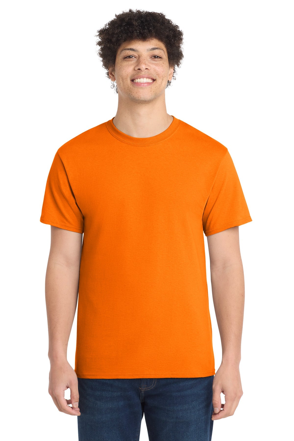 Front View of TennOrange Port & Co Core Cotton Tee. PC54