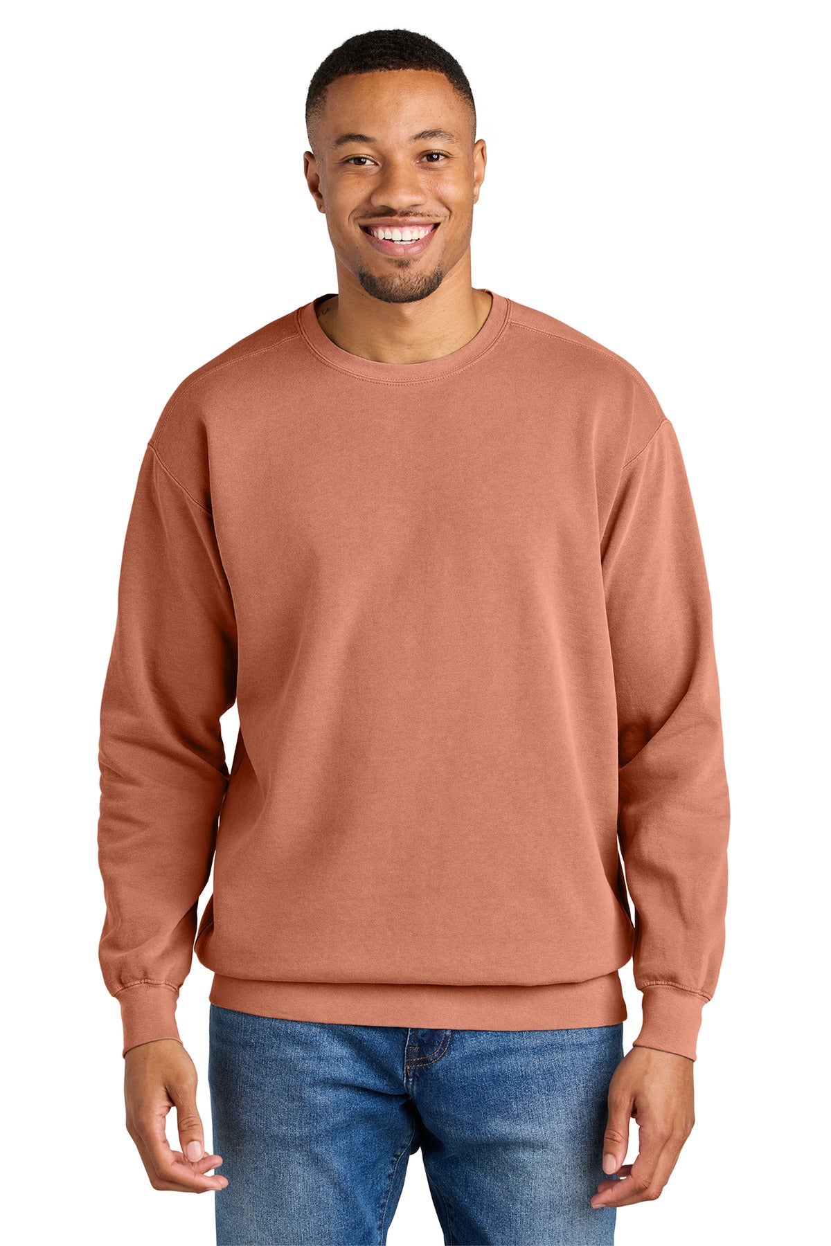 Front View of Terracotta COMFORT COLORS Ring Spun Crewneck Sweatshirt. 1566