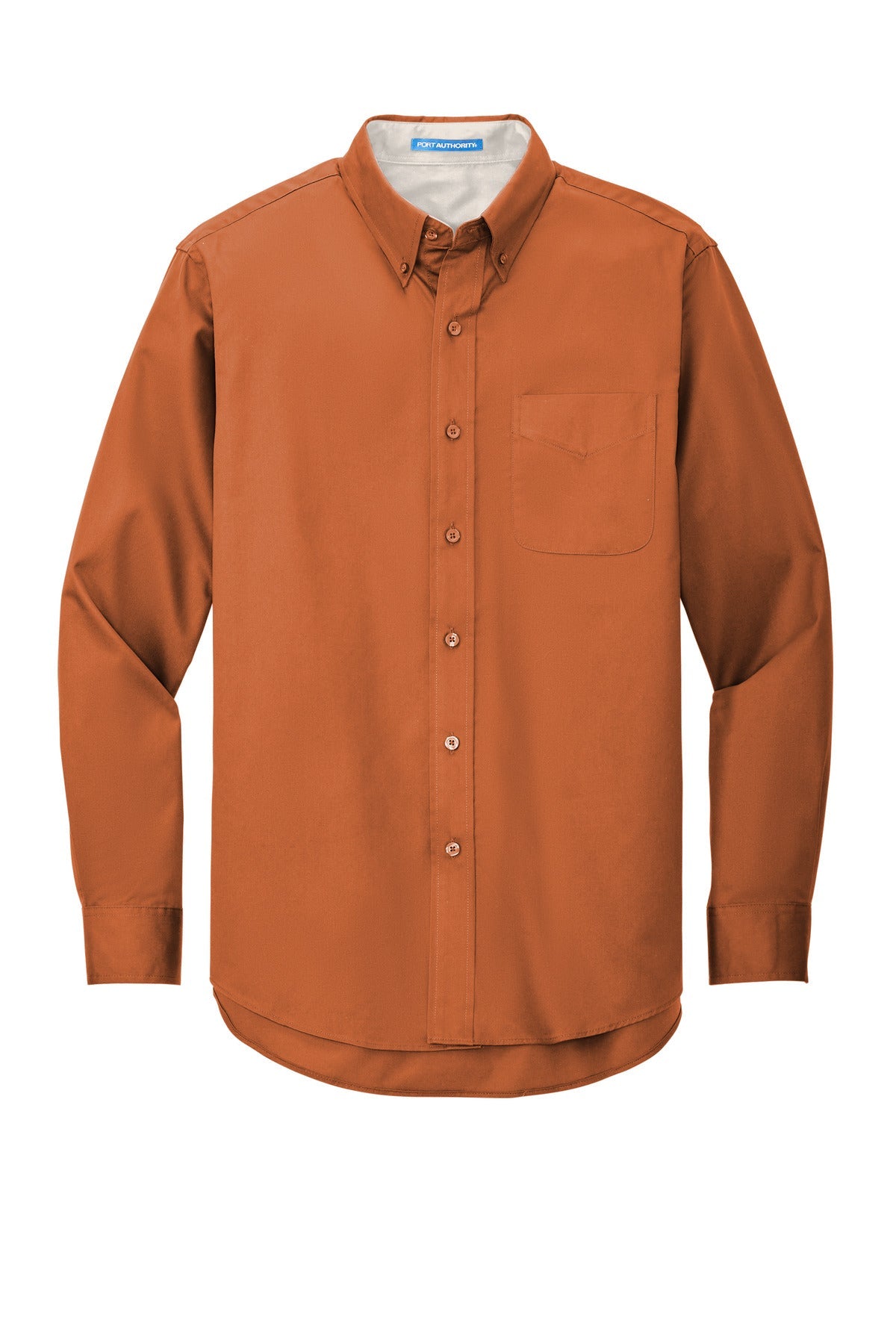 Front View of Texas Orange Port Authority Extended Size Long Sleeve Easy Care Shirt S608ES