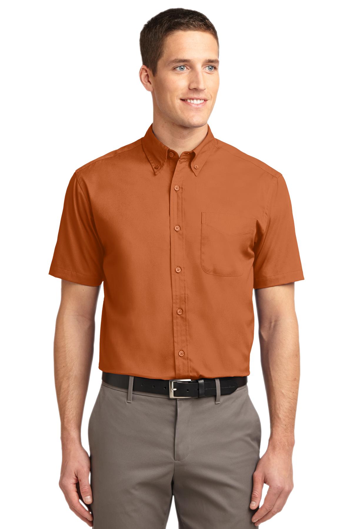 Front View of Texas Orange Port Authority Short Sleeve Easy Care Shirt. S508