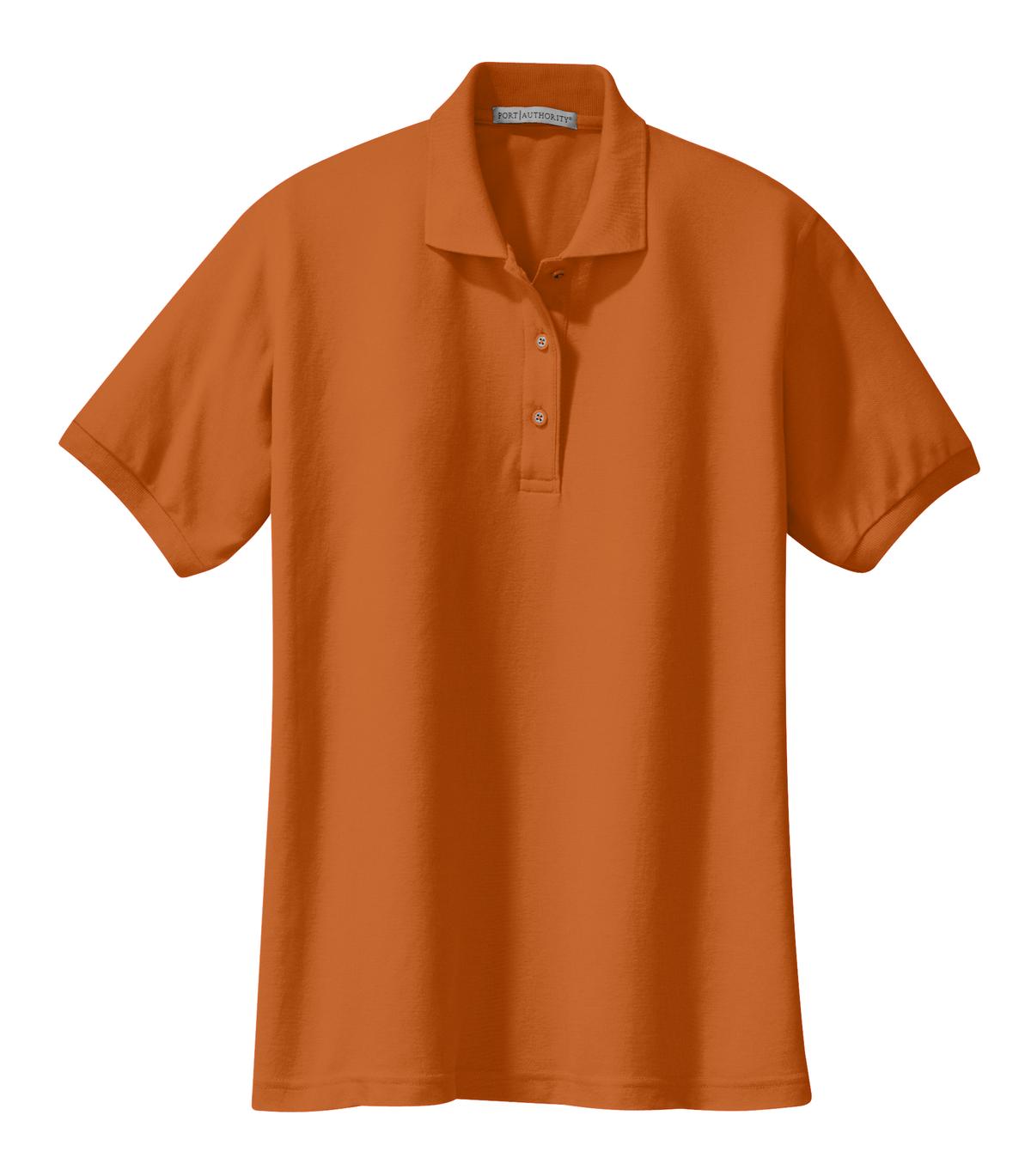 Front View of Texas Orange Port Authority Women's Silk Touch Polo. L500