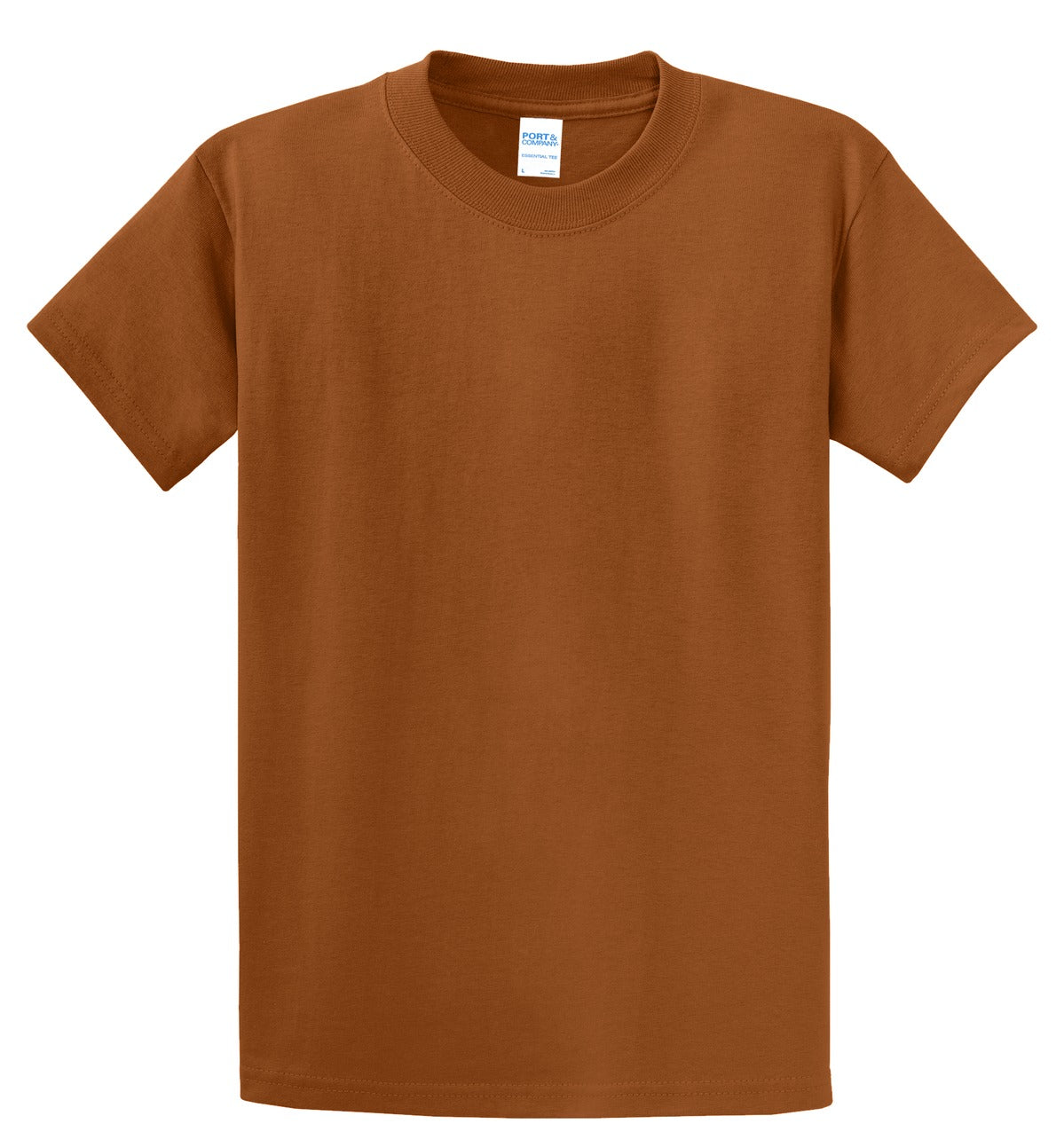 Front View of Texas Orange Port & Co Essential Tee. PC61