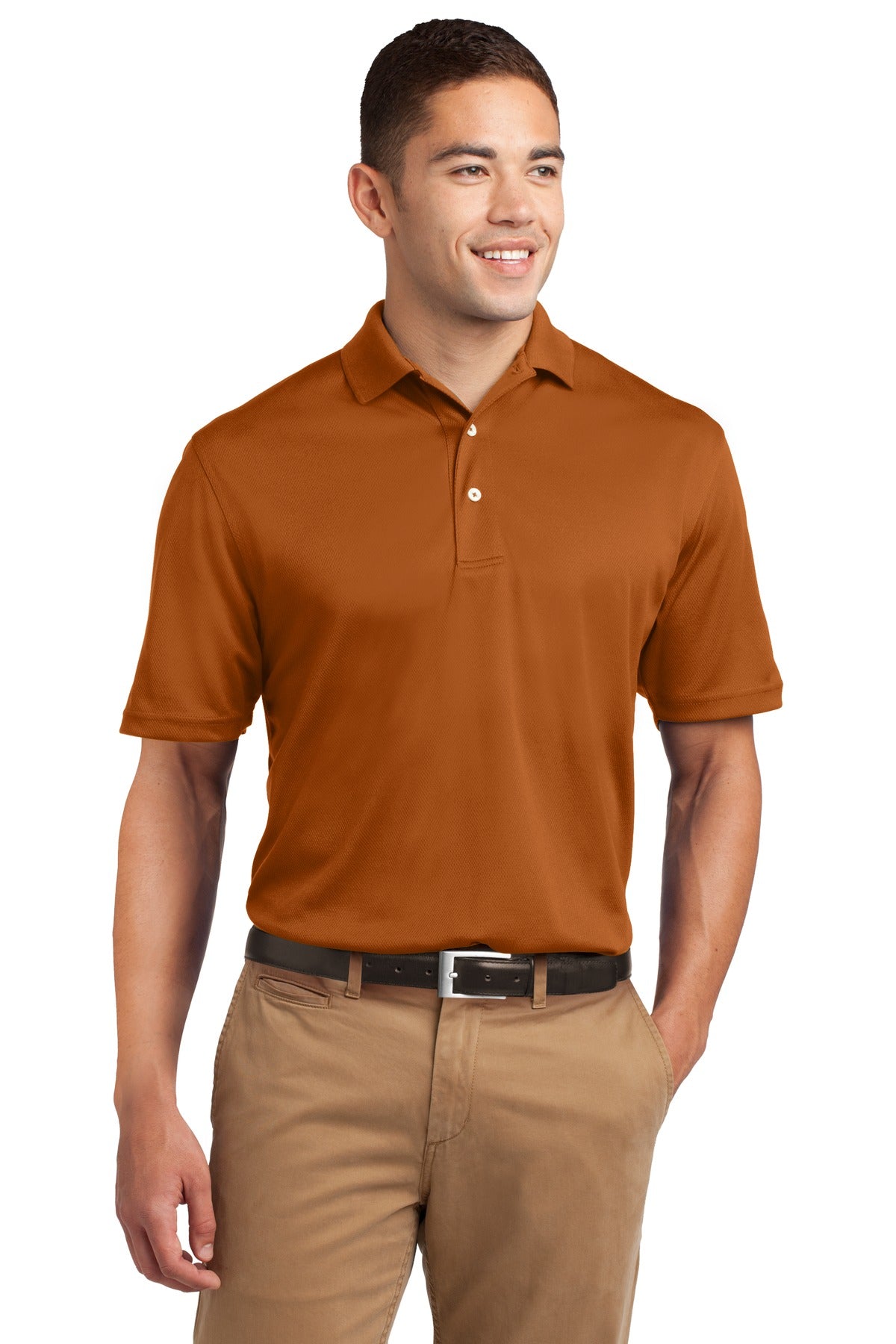 Front View of Texas Orange Sport-Tek Dri-Mesh Polo. K469