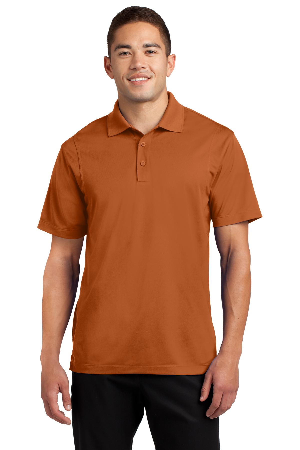 Front View of Texas Orange Sport-Tek Micropique Sport-Wick Polo. ST650