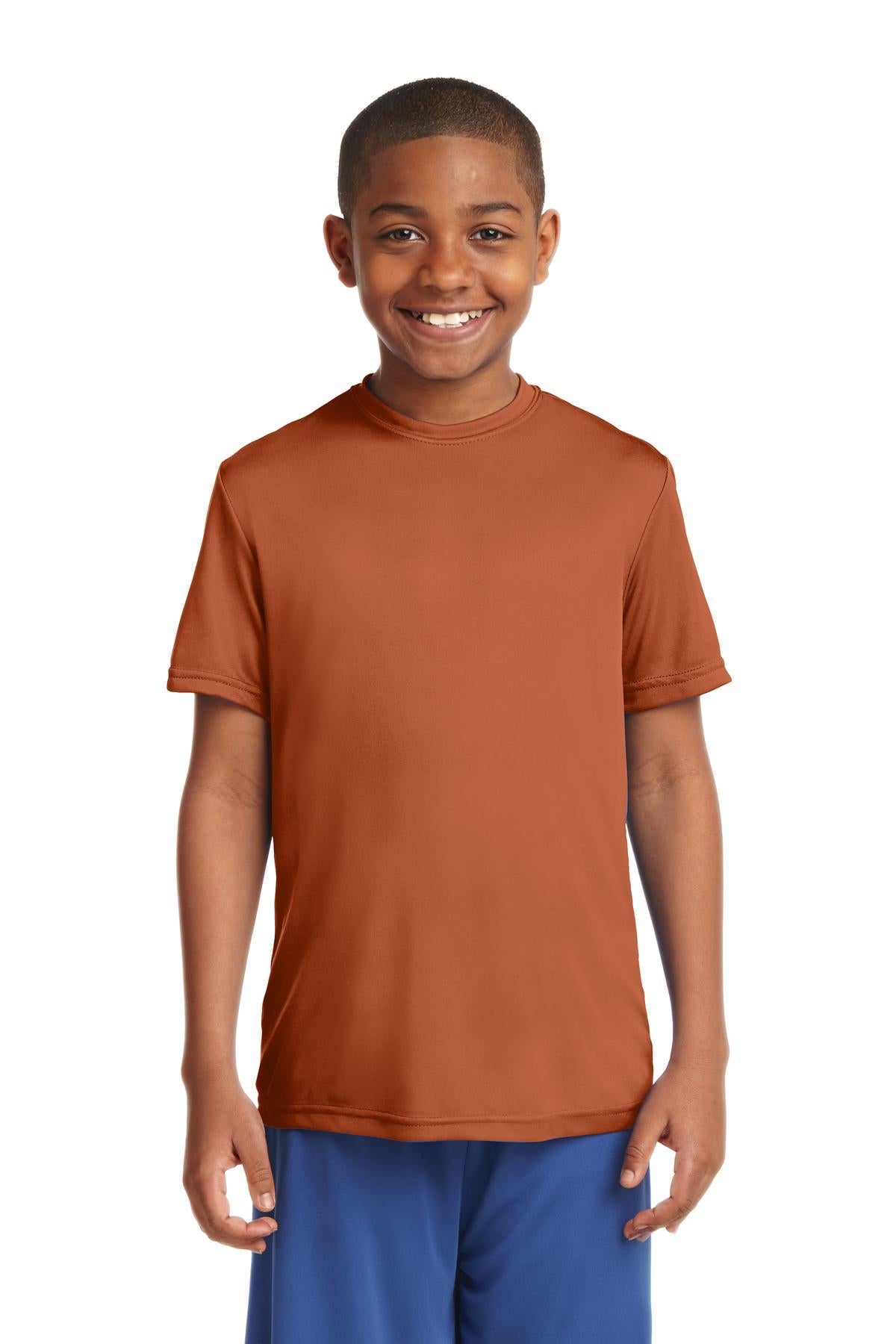 Front View of Texas Orange Sport-Tek Youth PosiCharge Competitor Tee. YST350