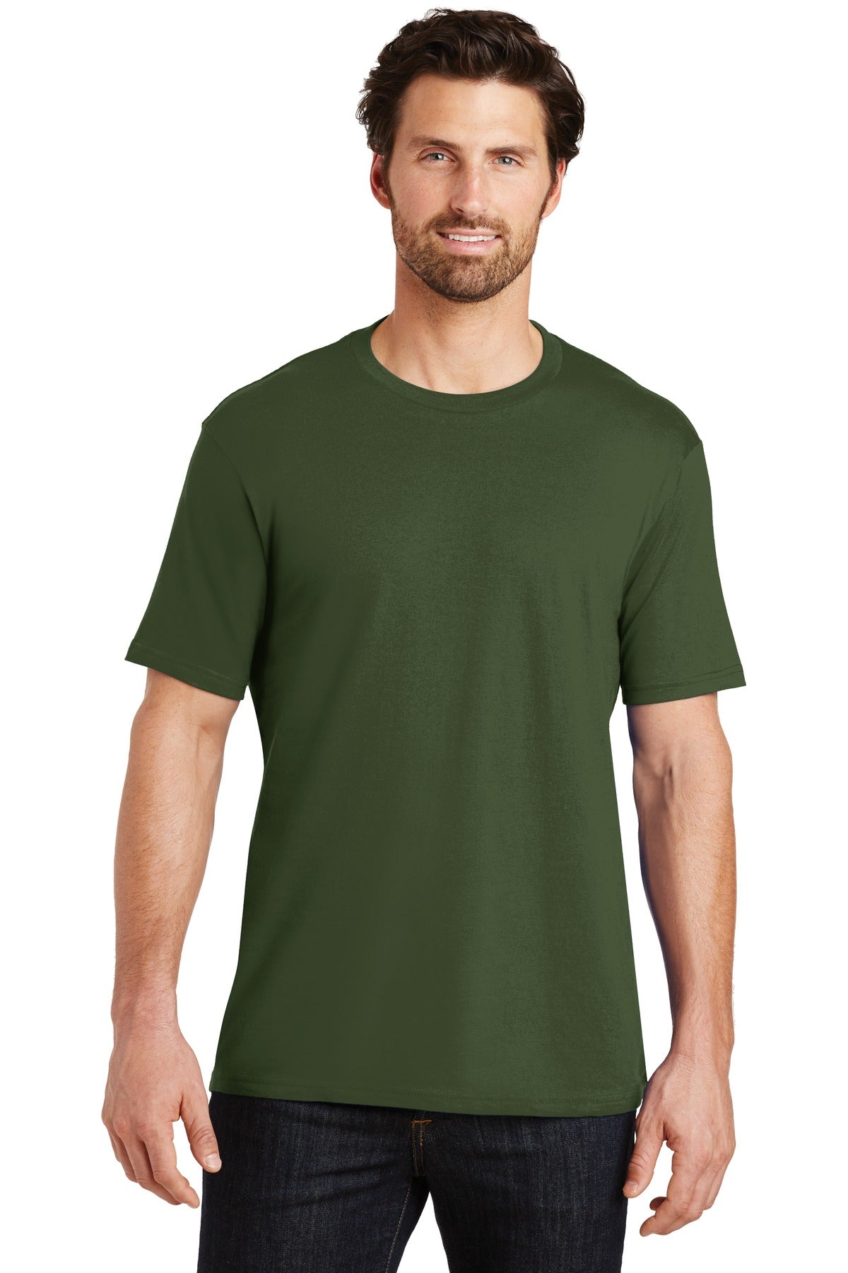 Front View of Thyme Green District Perfect Weight Tee. DT104