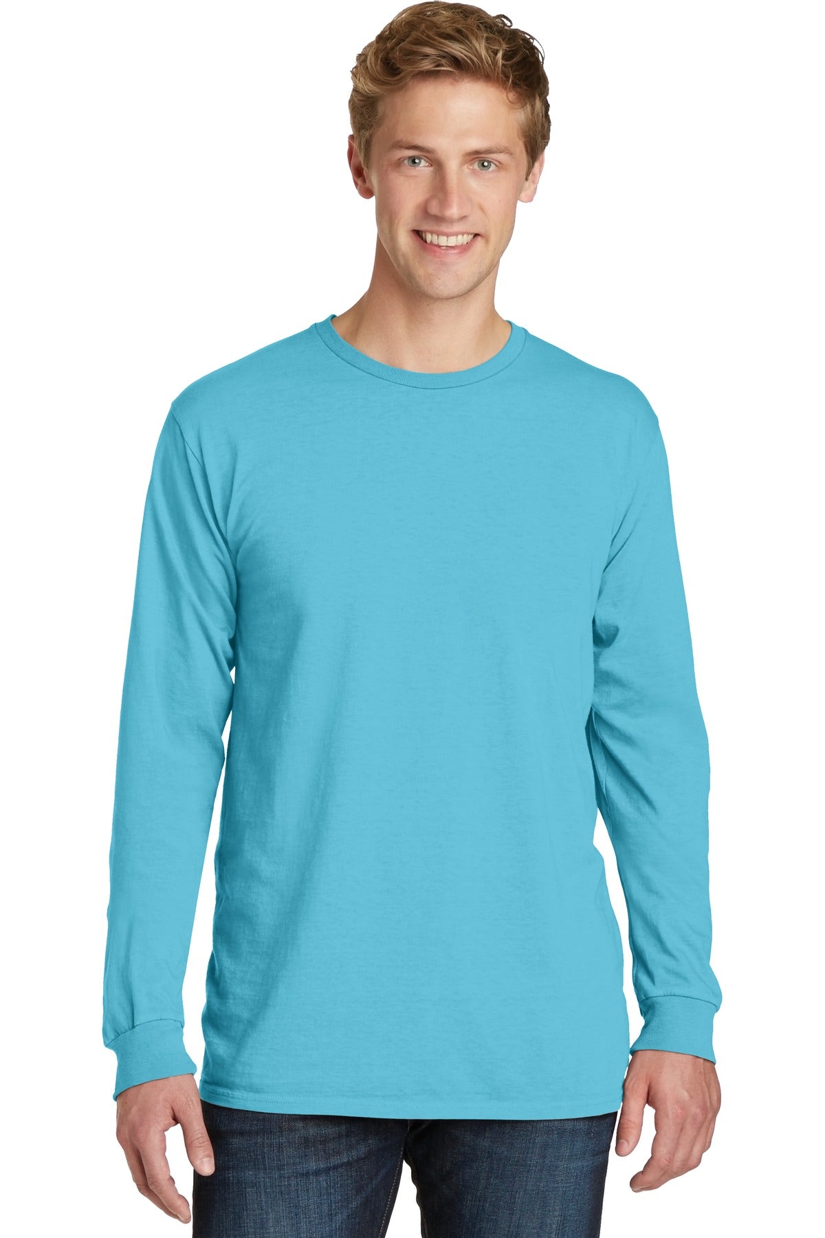 Front View of Tidal Wave Port & Co Beach Wash Garment-Dyed Long Sleeve Tee PC099LS