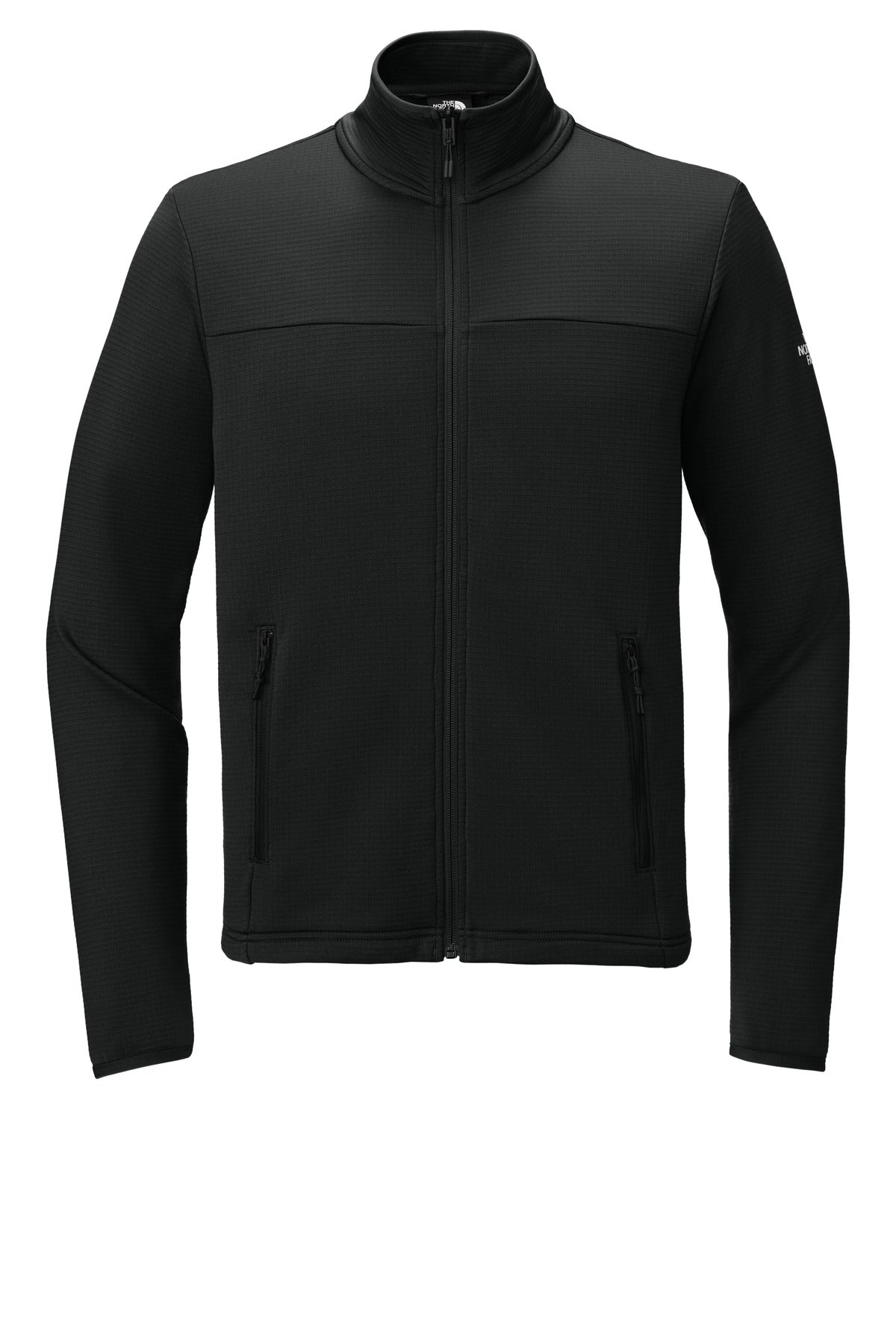 Front View of TNFBlack The North Face Aim Full-Zip Fleece Jacket NF0A8ENK
