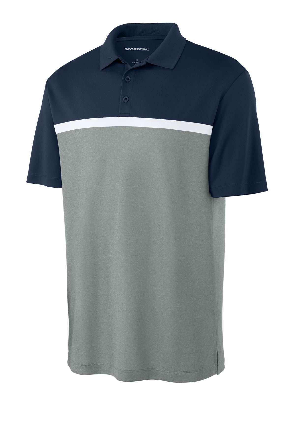 Front View of TNv/GCcH/W Sport-Tek UV Micropique Colorblock Polo ST741