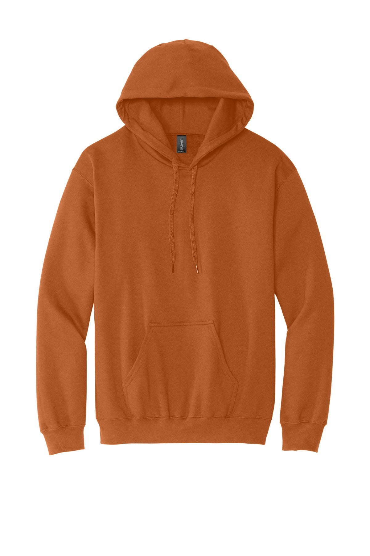 Front View of TOrange Gildan Softstyle Midweight Pullover Hooded Sweatshirt SF500