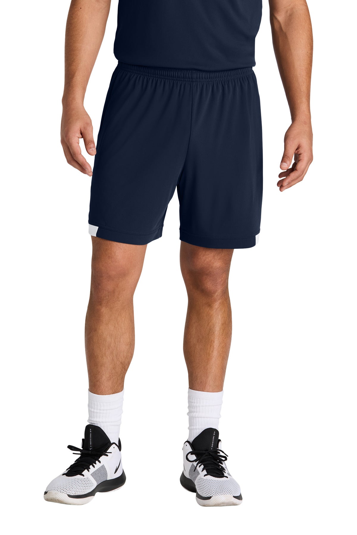 Front View of TrNv/White Sport-Tek Club 7" Short ST442