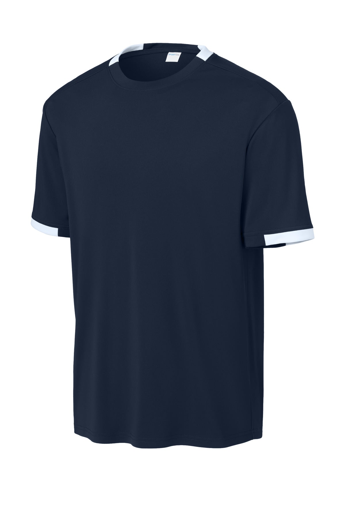 Front View of TrNv/White Sport-Tek Club Short Sleeve Crew ST440