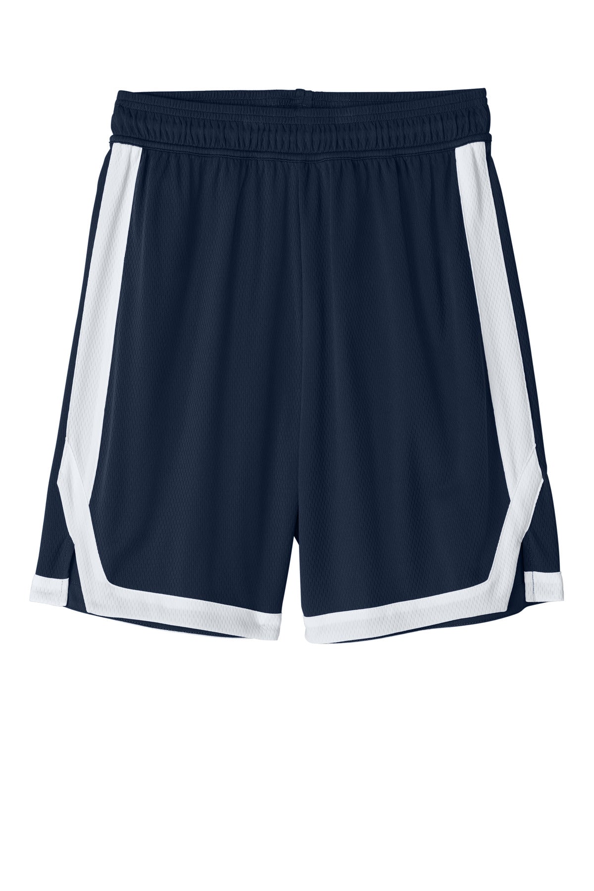 Front View of TrNv/White Sport-Tek Rival Basketball 7"Short ST901