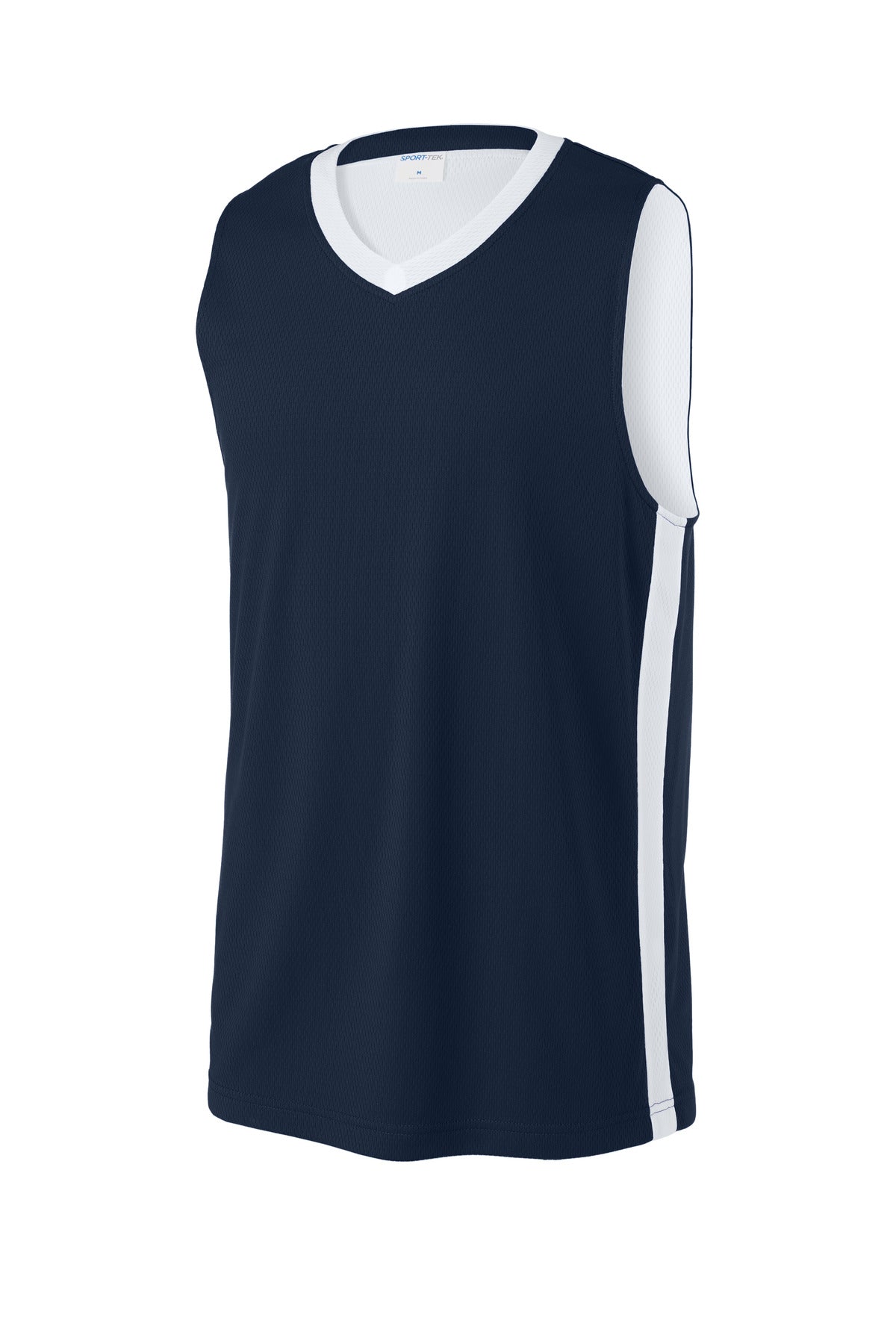 Front View of TrNv/White Sport-Tek Rival Basketball Rev Jersey ST900