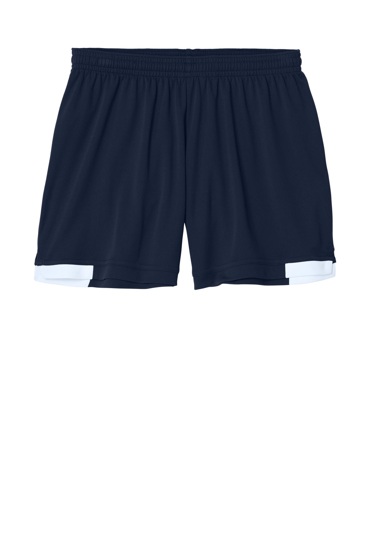 Front View of TrNv/White Sport-Tek Women's Club 5" Short LST442