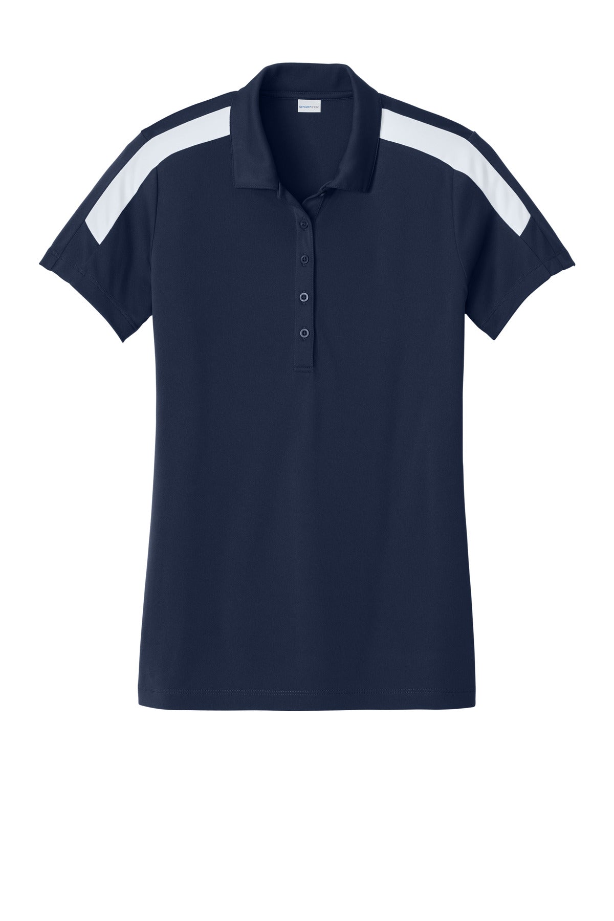 Front View of TrNv/White Sport-Tek Women's Competitor United Polo LST104