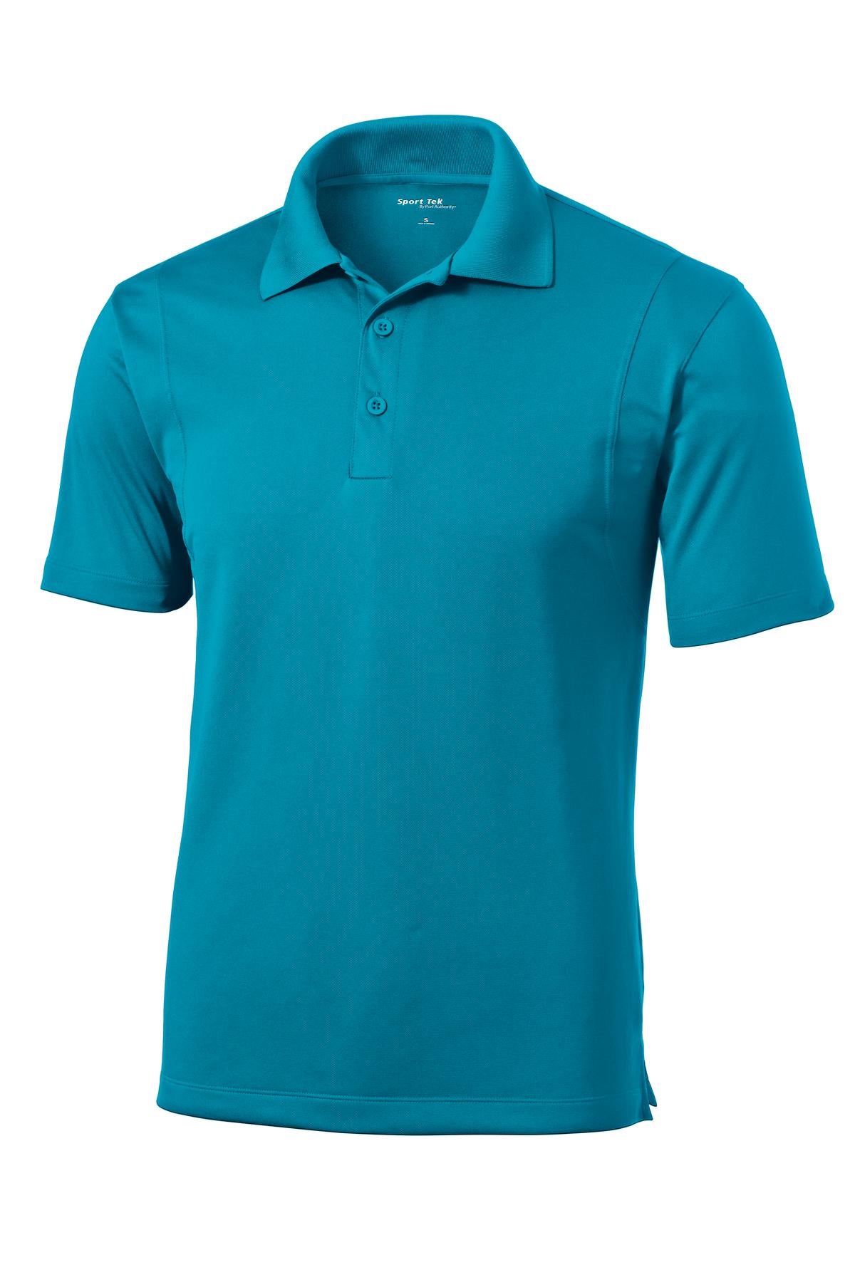 Front View of Tropic Blue Sport-Tek Micropique Sport-Wick Polo. ST650