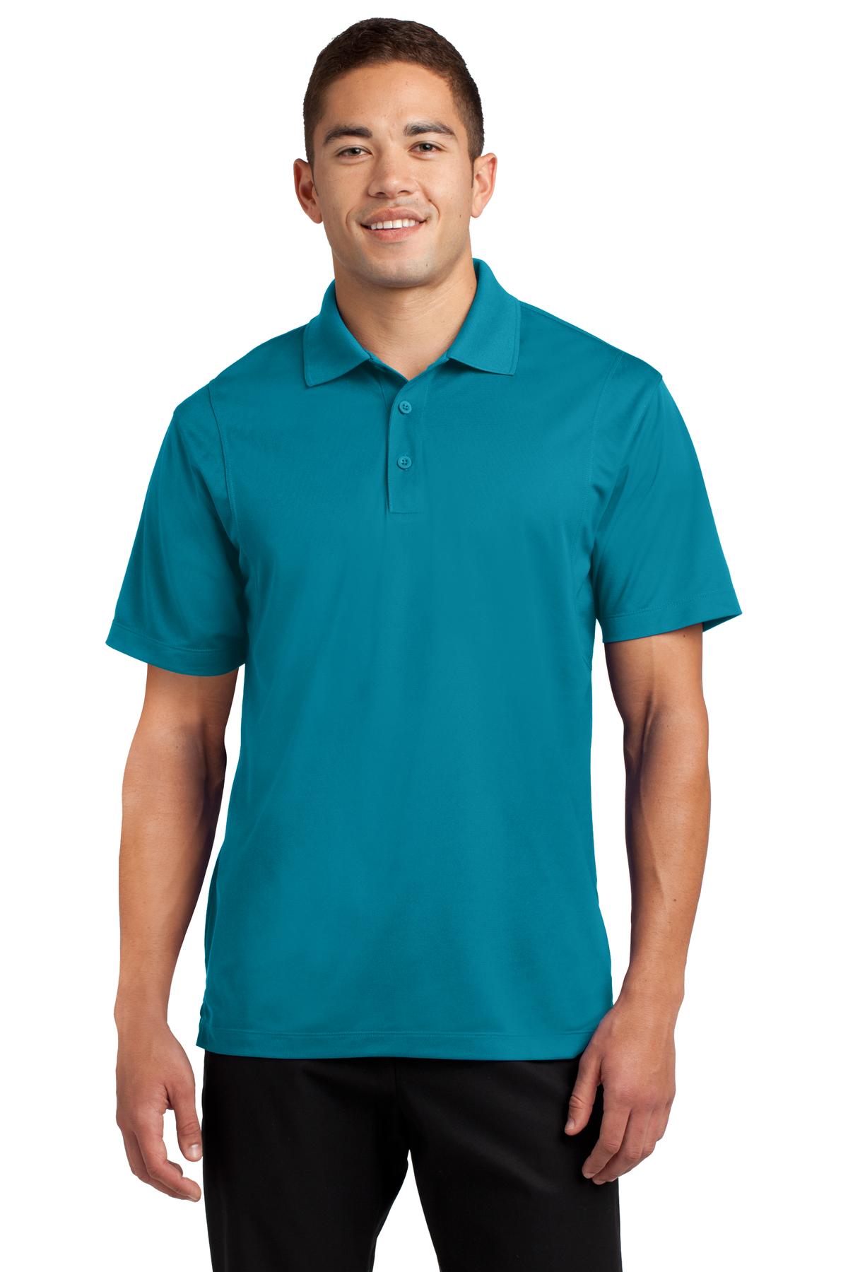 Front View of Tropic Blue Sport-Tek Micropique Sport-Wick Polo. ST650