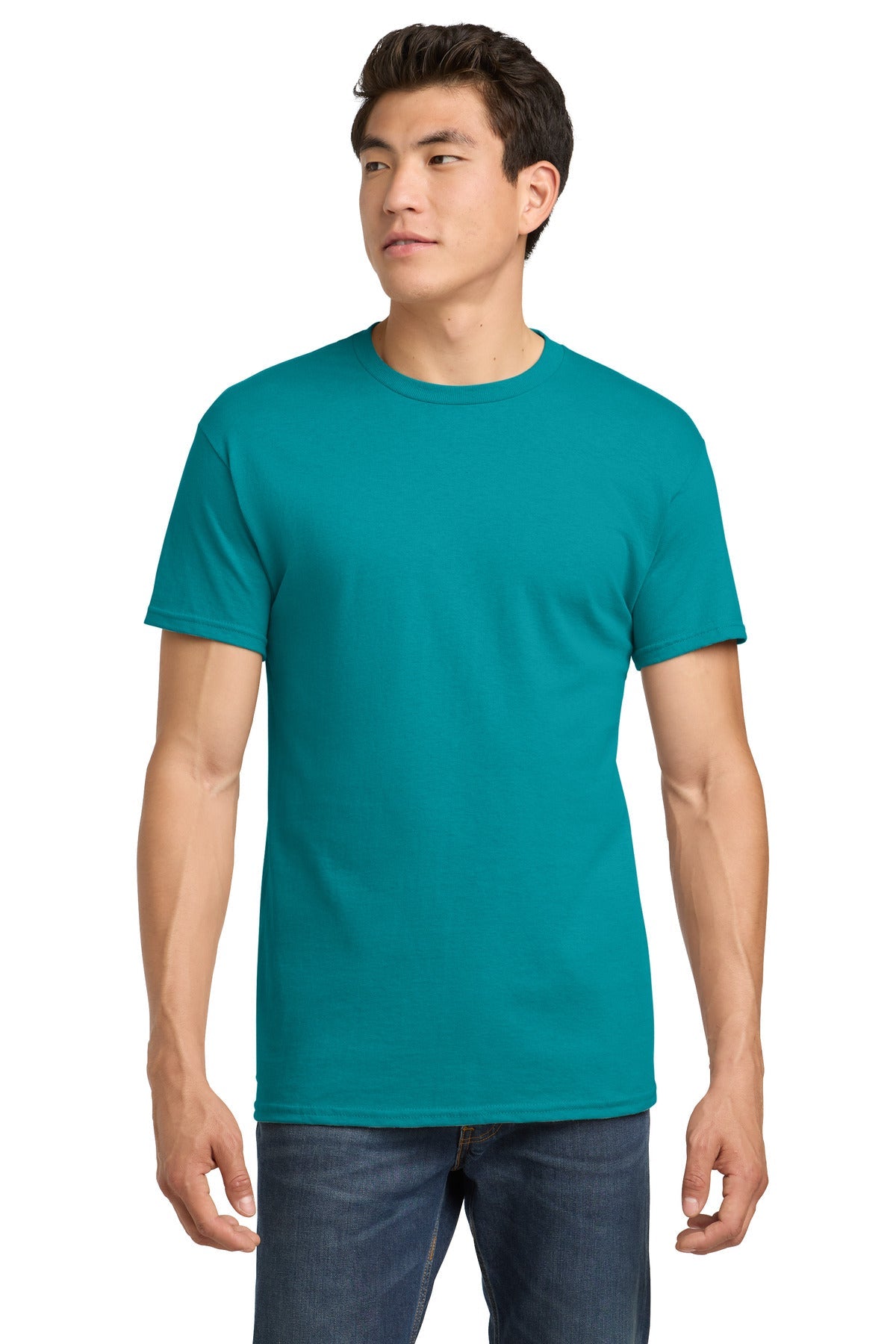 Front View of Tropical Blue Gildan - Heavy Cotton 100% Cotton T-Shirt. 5000