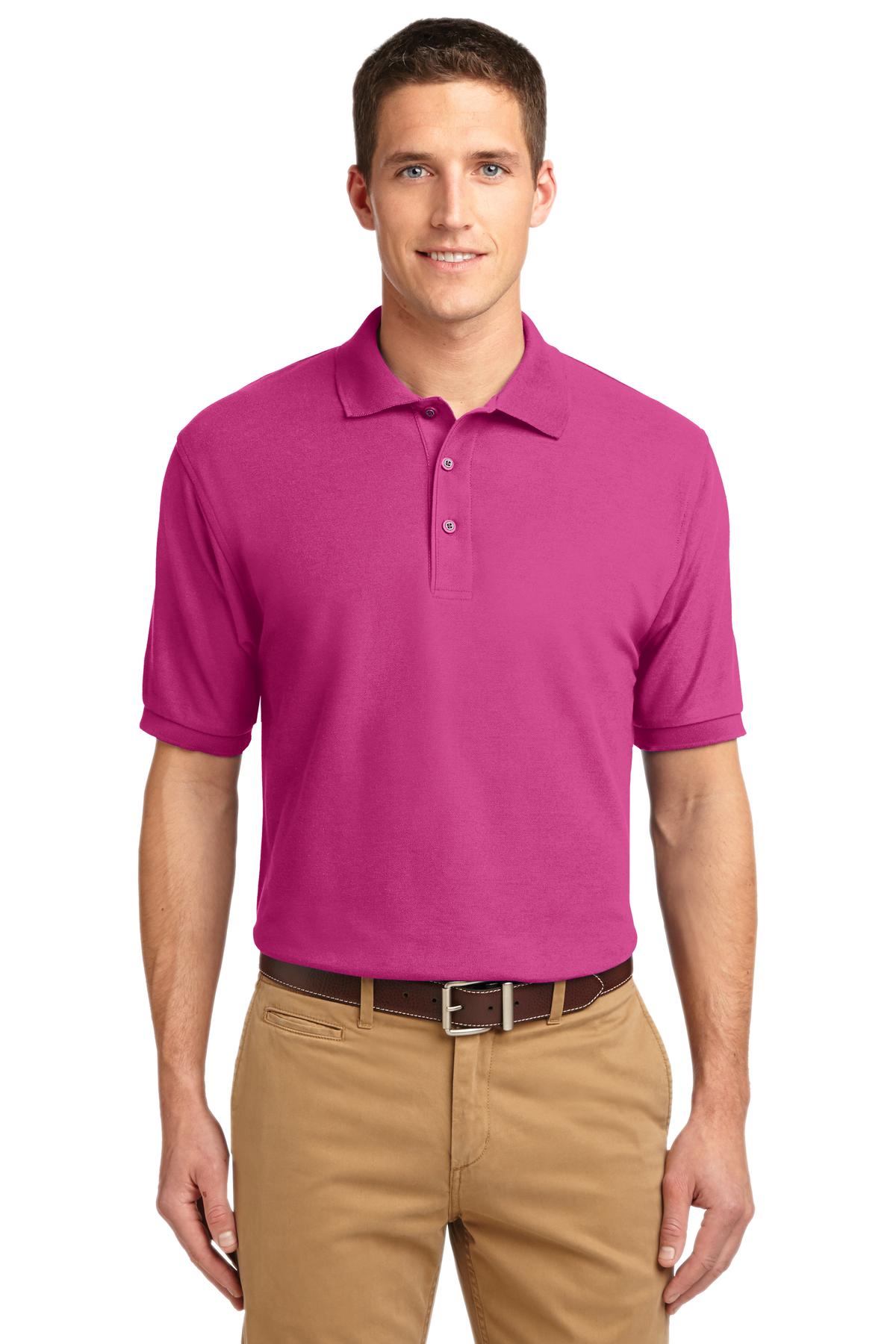 Front View of Tropical Pink Port Authority Extended Size Silk Touch Polo K500ES