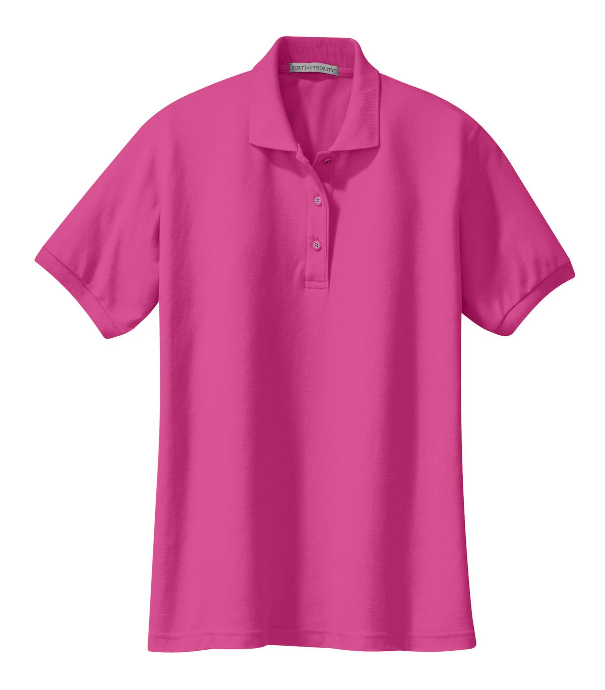 Front View of Tropical Pink Port Authority Women's Silk Touch Polo. L500