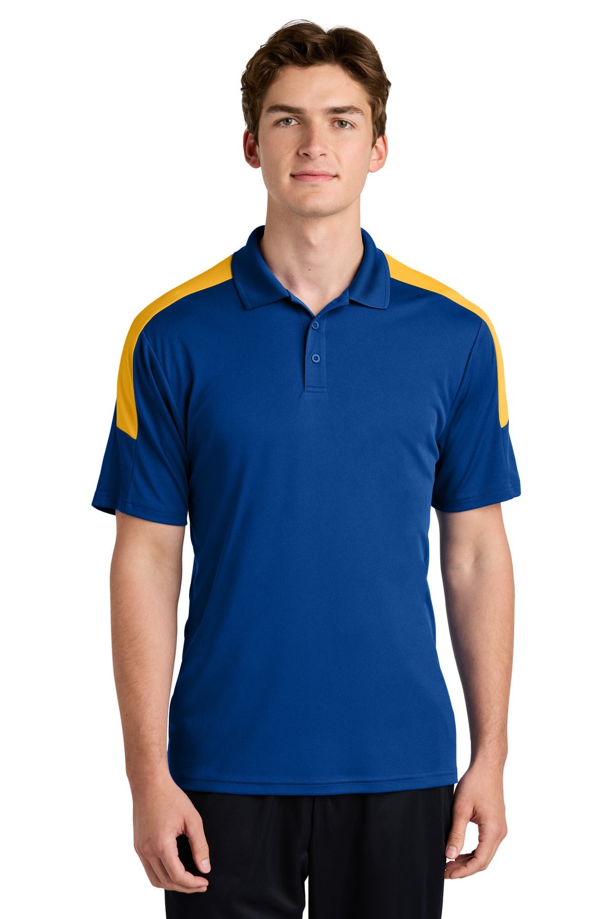 Front View of TRoy/Gold Sport-Tek Competitor United Polo ST104