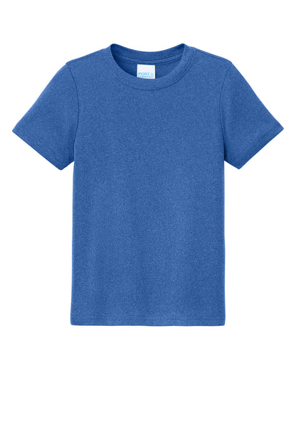 Front View of TRoyHthr Port & Co Youth Heather Performance Tee PC390Y